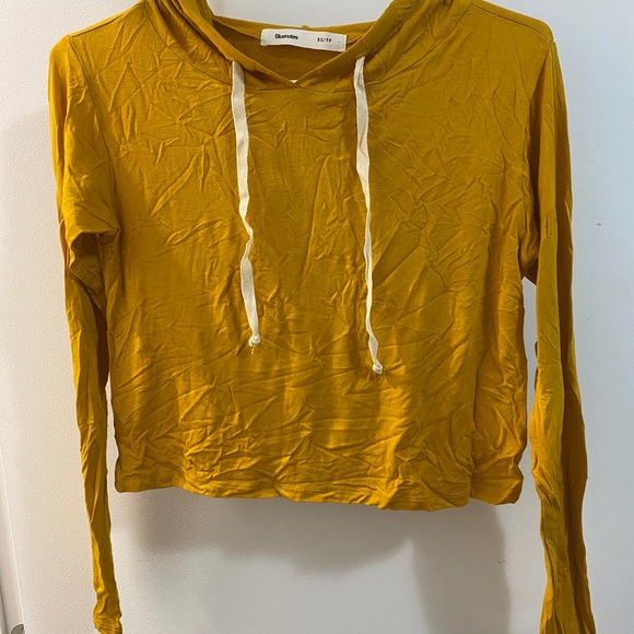 Mustard Yellow Thin Cropped Hoodie 